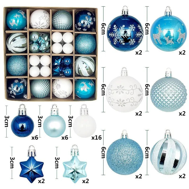Conjunto de 44 Bolas de Natal para Pendurar na Árvore, Decoração de Natal para Casa, Presente para Festa de Ano Novo 2026
