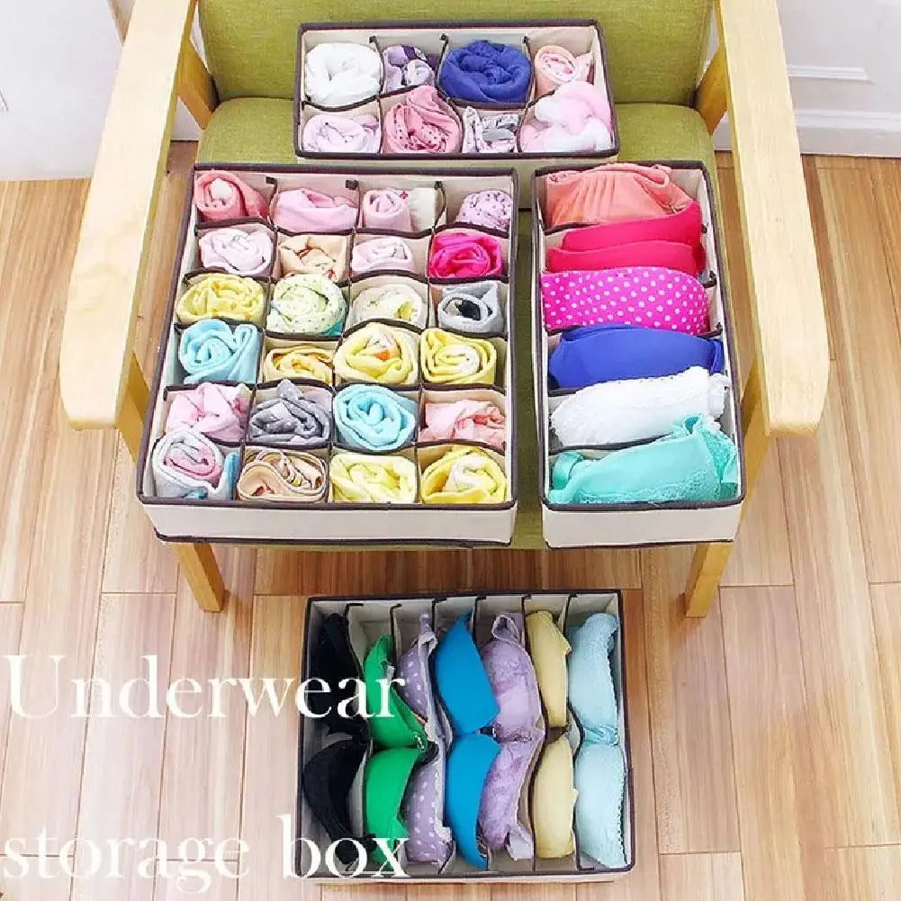 Organizador para roupas íntimas, meias, sutiãs, calças, organizadores dobráveis para armário, divisor de gavetas, caixa de armazenamento para lenços, organizadores de gavetas para guarda-roupa