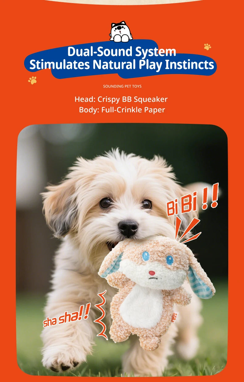 Bonito pequeno animal cão brinquedos de pelúcia chocalho de corpo inteiro com squeaker embutido brinquedo interativo para brincar de animais de estimação para reduzir a solidão