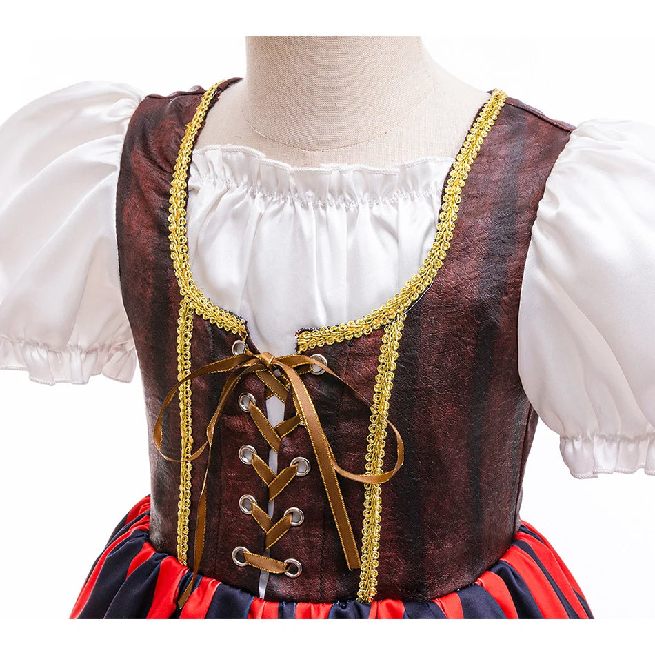 Halloween meninas vestido pirata cosplay carnaval festa pirata role play terno com lenço crianças roupas de desempenho de palco