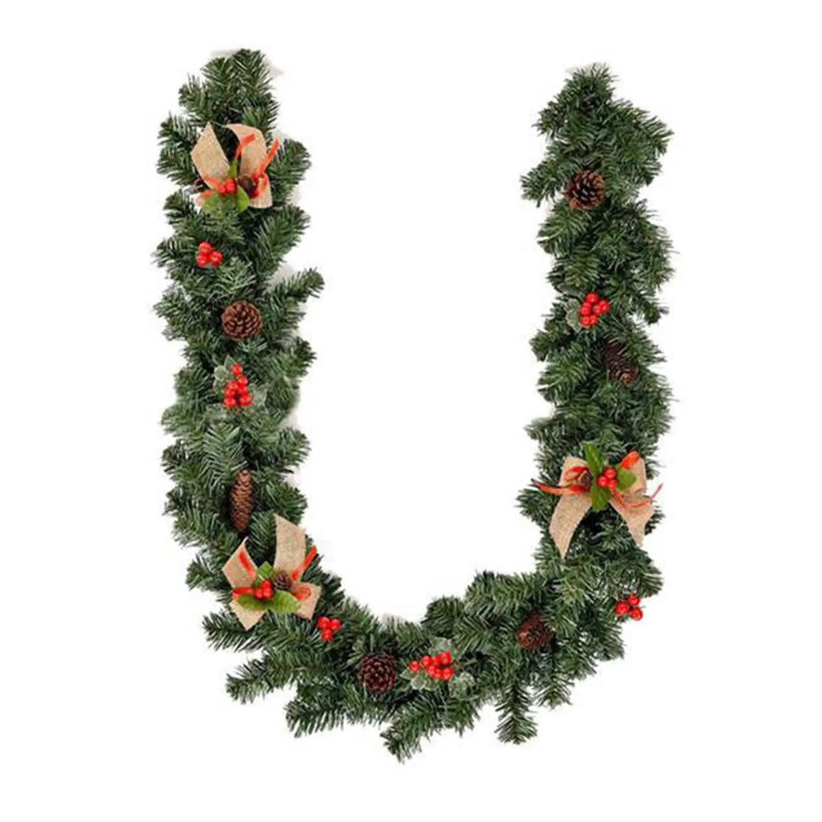 Decoração artificial da guirlanda do Natal, 5.9ft, com pinhas, interno, exterior, HOME, árvore do Xmas, porta, inverno