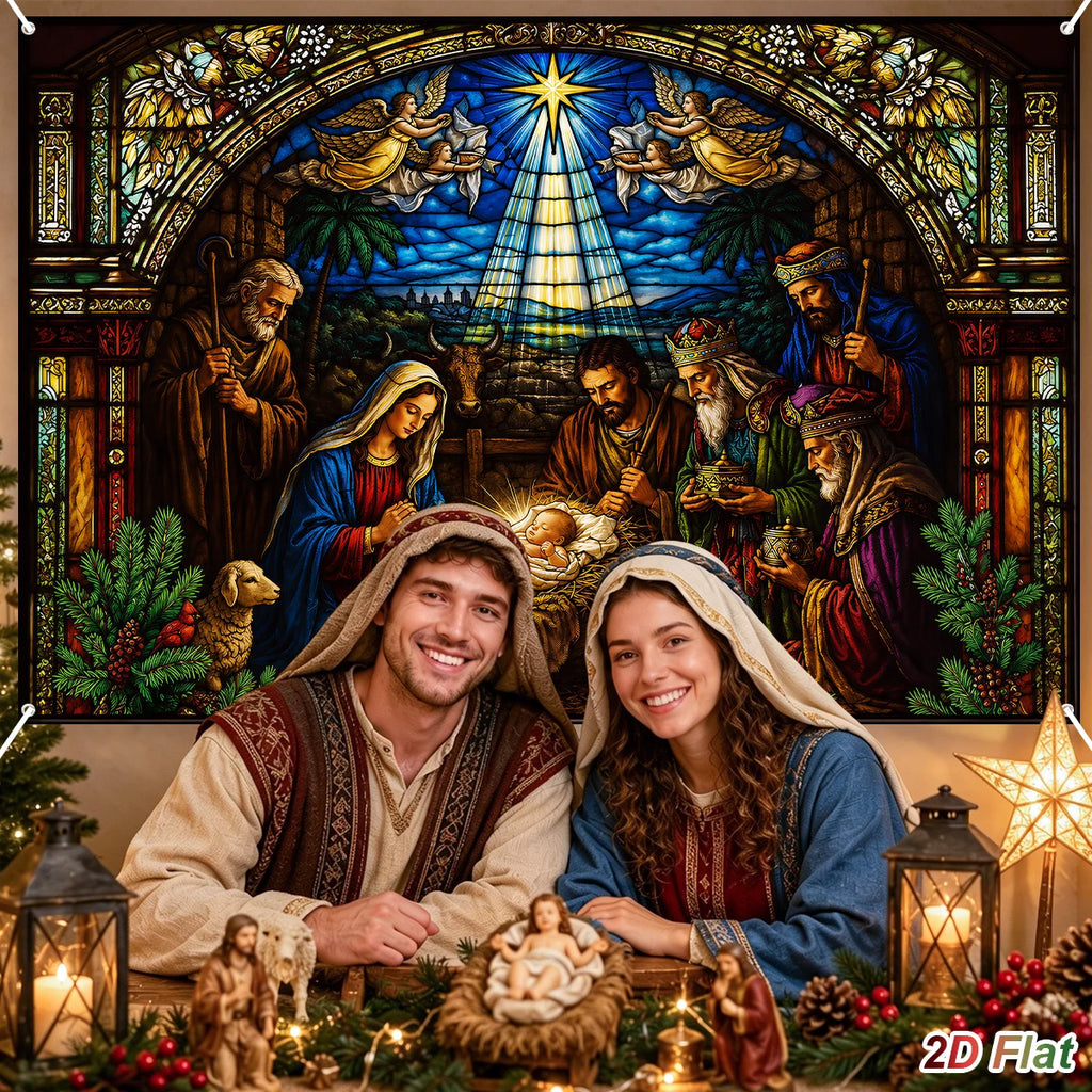 Tapeçaria de Cenário de Presépio Decoração de Feliz Natal para Casa 2026 Fundo do Nascimento de Jesus Natal Ano Novo 2027