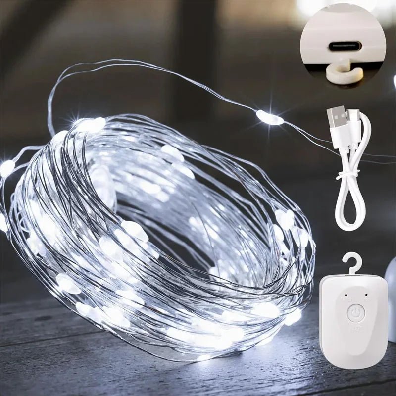 Luzes de fadas de natal recarregável led à prova d' água rgb luz de corda 8 modos design destacável para decoração de festa de casamento de árvore de natal - Kasa & Pet