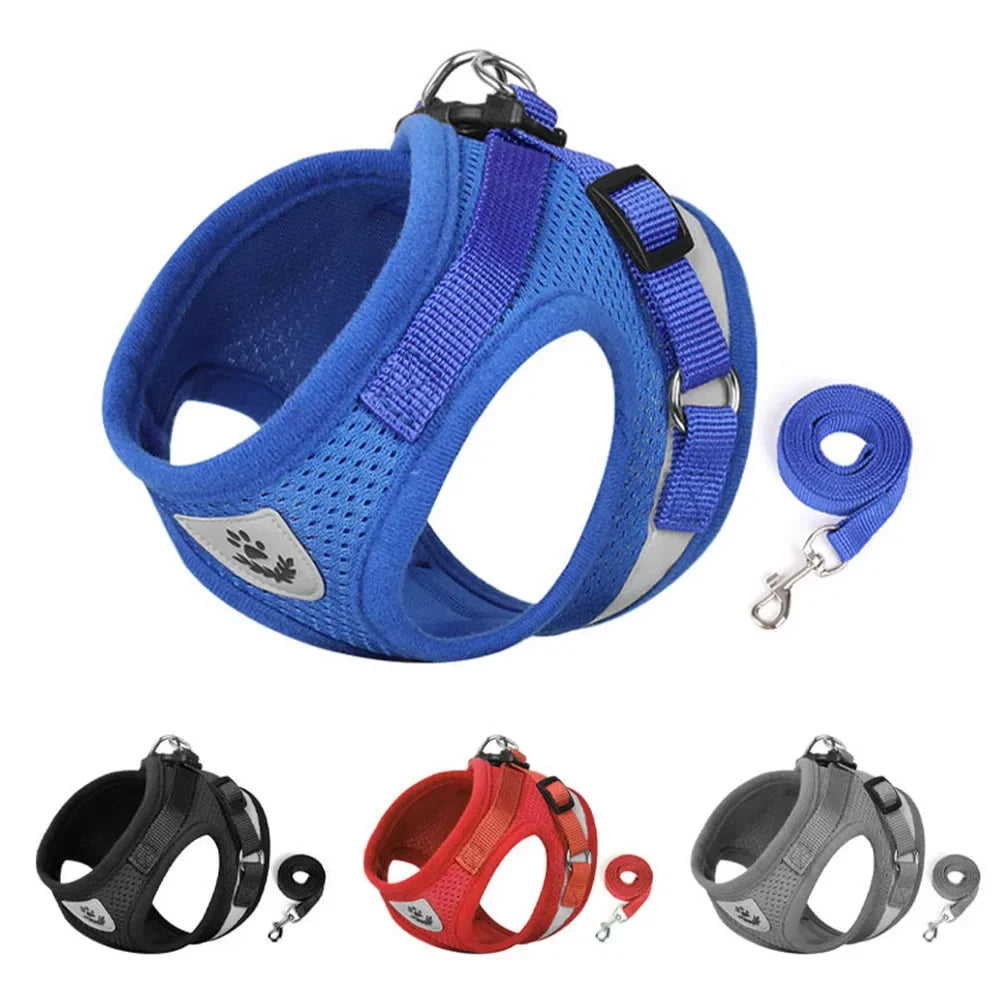Conjunto de Coleira para Gato, Colete Ajustável Refletivo Anti-Fuga, Coleira para Cães Pequenos, Suprimentos para Filhotes e Gatos