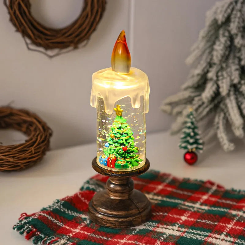 Natal led vela globo de neve luzes nevando floco de neve lâmpadas decorativas presentes criativos do feriado para decoração de natal