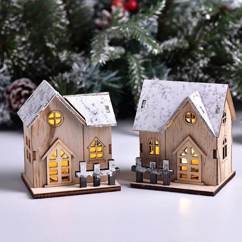 Natal led luz casa de madeira cabine luminosa feliz natal decorações para casa diy enfeites de árvore de natal crianças presentes ano novo