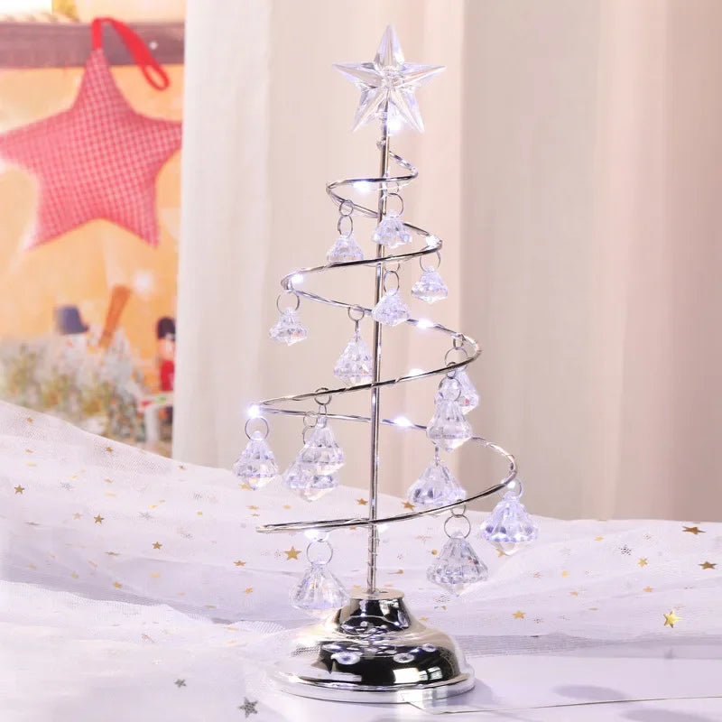 Galvanizado Árvore De Ferro LED Luzes Noturnas, Cristal Luminoso, Decoração De Mesa, Presentes De Natal