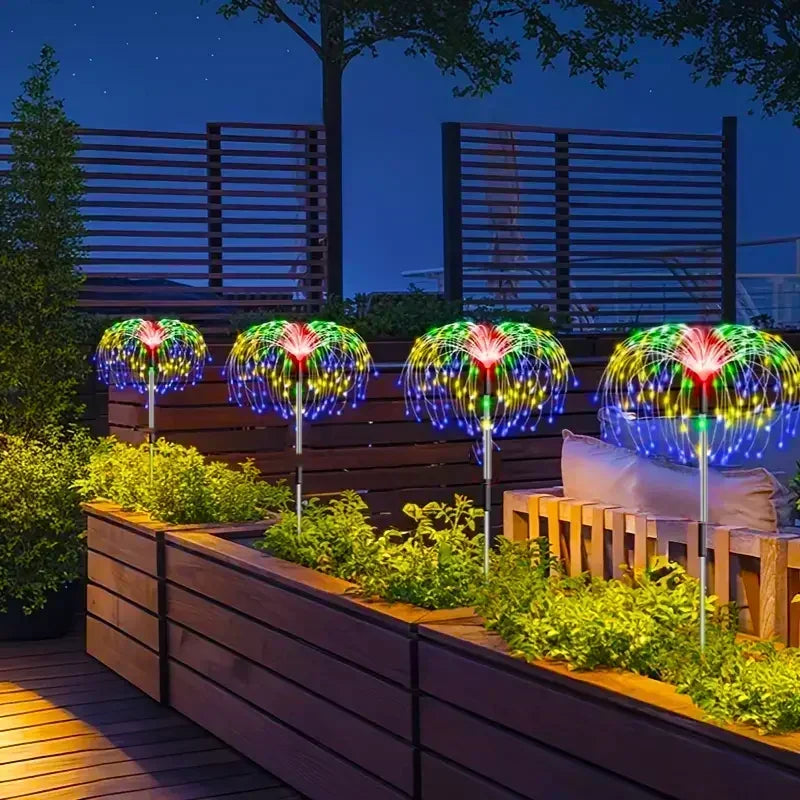 Luzes de Fogos de Artifício LED Solares para Decoração de Jardim, Luzes de Fada à Prova d'Água, Lâmpada de Dente-de-Leão para Decoração de Jardim e Paisagismo