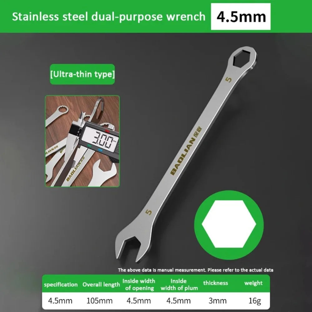 1 pces 5-32mm ultra-fino chave de extremidade aberta dupla-end multi-função chave de catraca 3mm de espessura chave de extremidade aberta Kasa & Pet