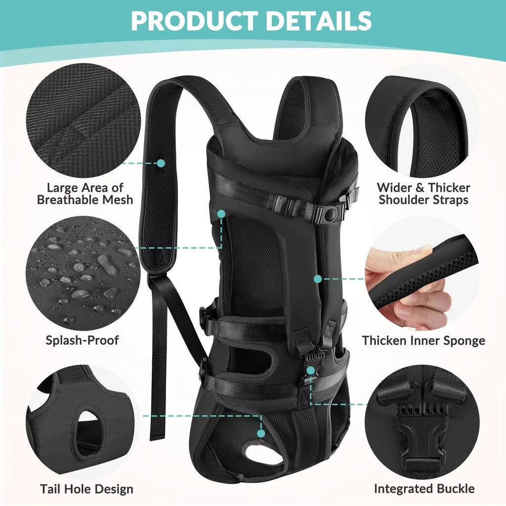 Mochila para transportar cães, esponja espessada, frente para animais de estimação, mochilas para transportar cães, portátil, ajustável, mãos livres, mochila para cães