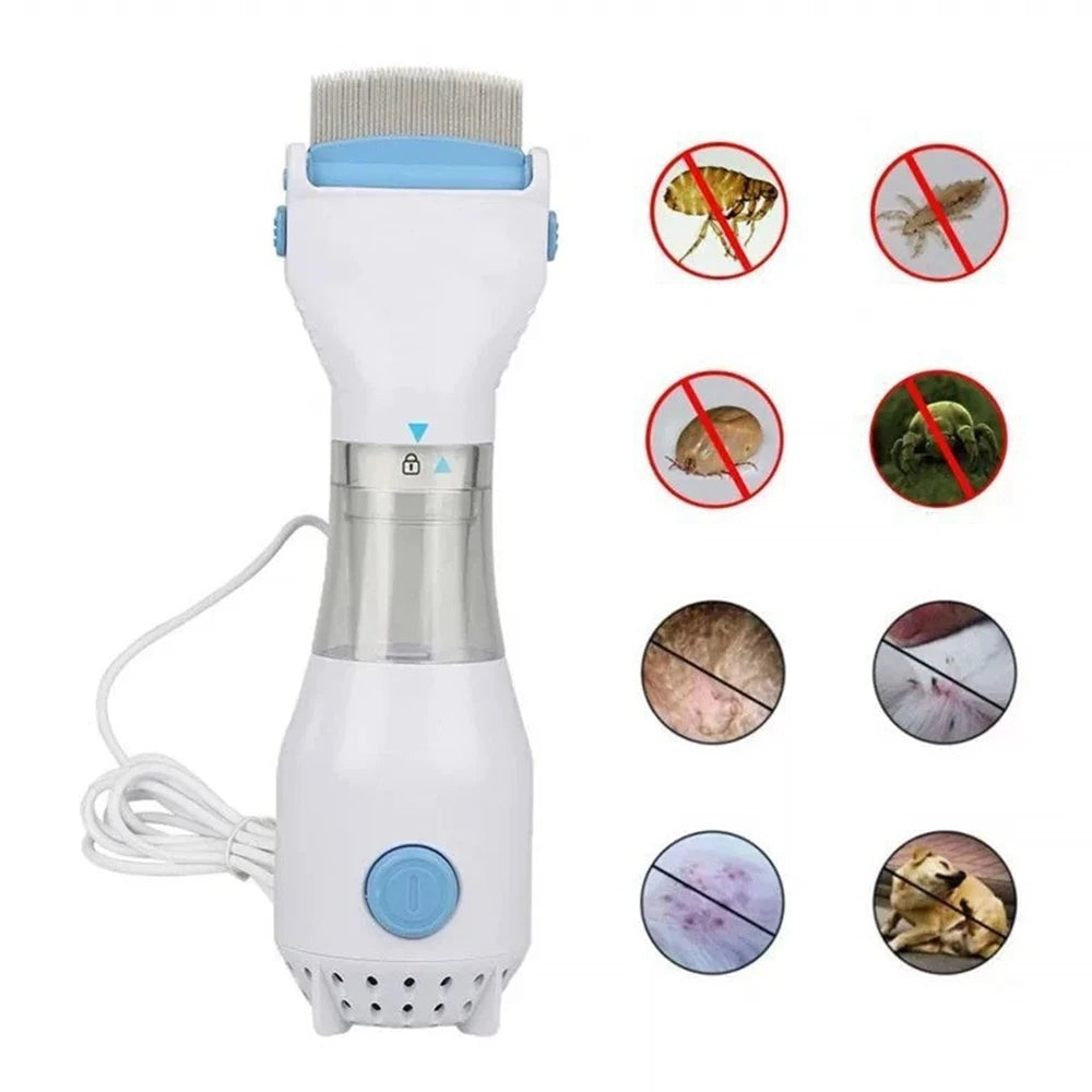 Escova Elétrica Multifuncional para Remoção de Piolhos e Pulgas em Animais de Estimação, Limpador de Pelos para Gatos e Cães