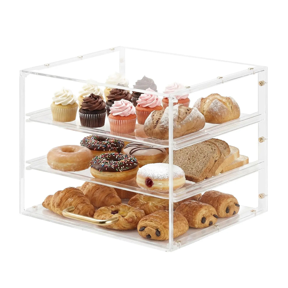 Commercial 3-Tier Countertop Bakery Display Case Clear Acrylic Pastry Bread Cake Cabinet for Kitchen & Party