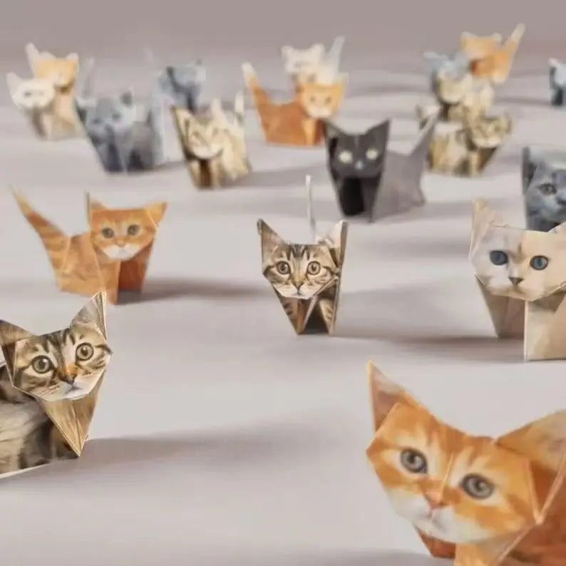 Papel de Origami Criativo para Gatos e Cães, Papel Dobrável DIY, Papel de Seda Artesanal, Conjunto de Artesanato Divertido para Animais de Estimação