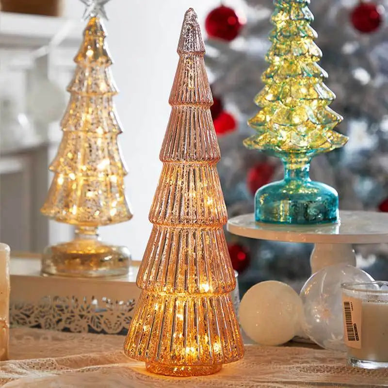 Árvore de natal luz noturna de vidro para casa natal romântico feriado atmosfera arbol de navidad ornamentos led decoração luminosa