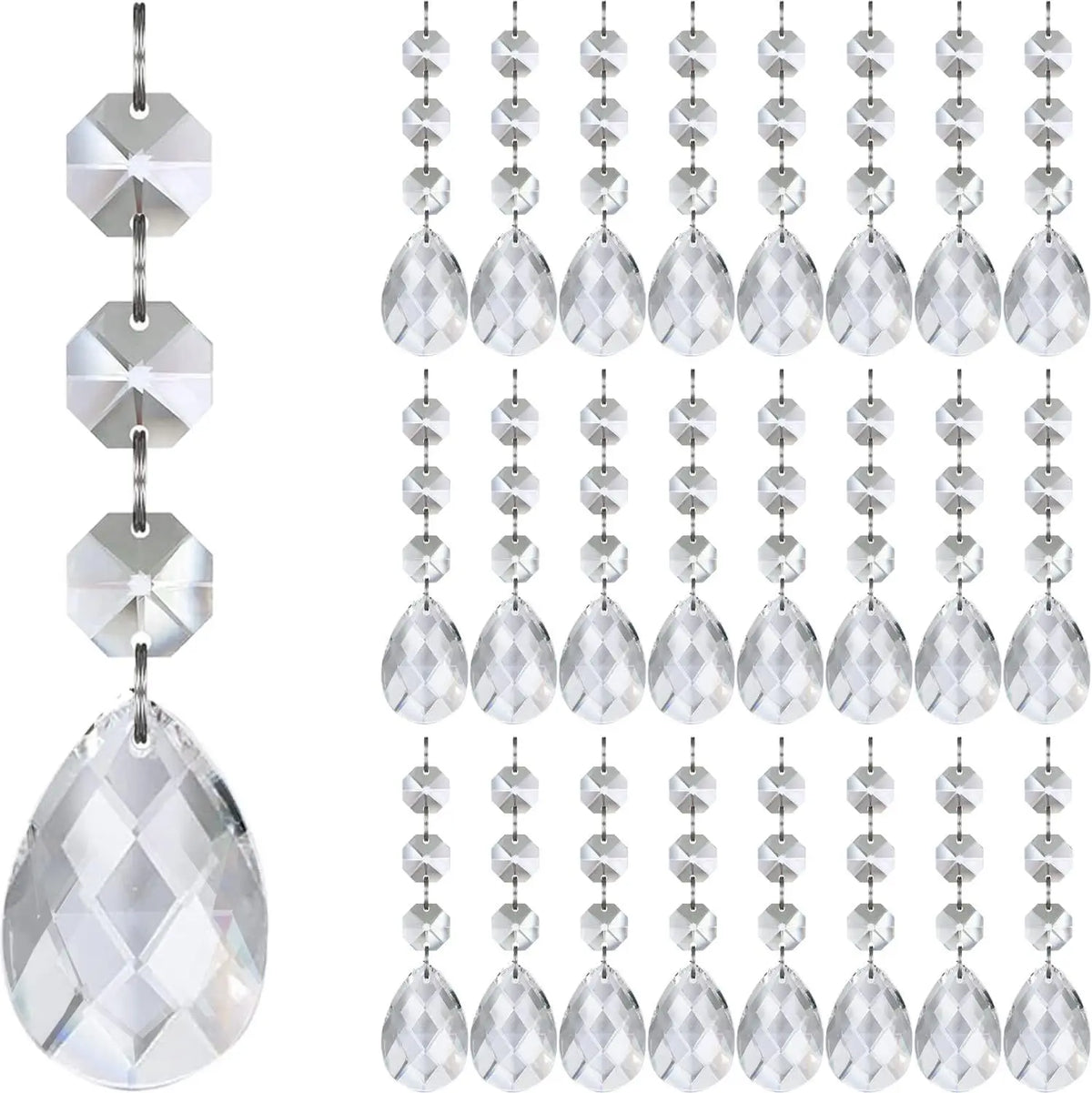 Decorações para árvore de natal, 30 peças, pingentes de cristal acrílico transparente para natal, ano novo, decoração de casamento, acessórios diy