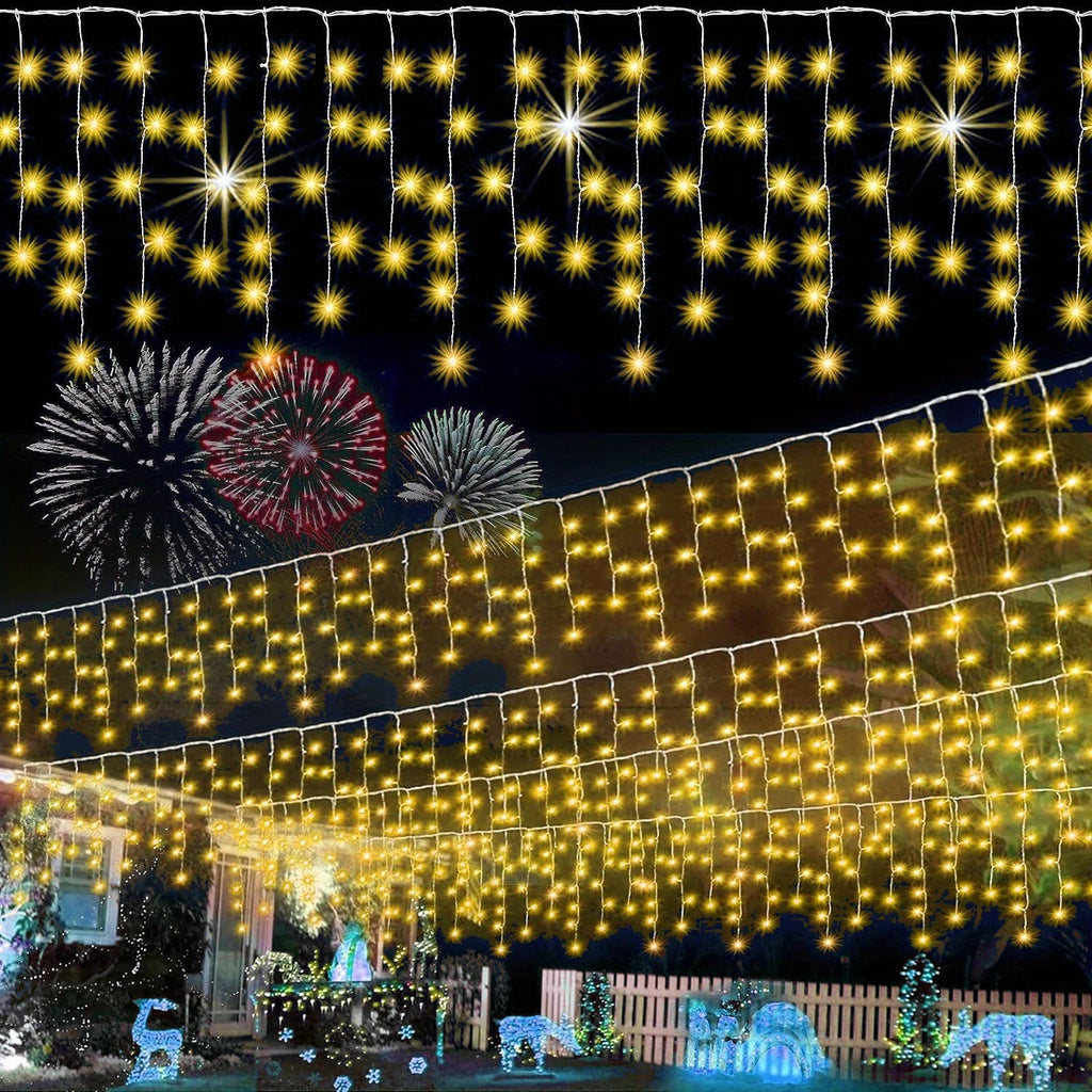 Decoração de natal 2024/2025 luzes de cortina led de gelo para queda ao ar livre 0.4/0.5/0.6m luzes de natal para casa ano novo 2025