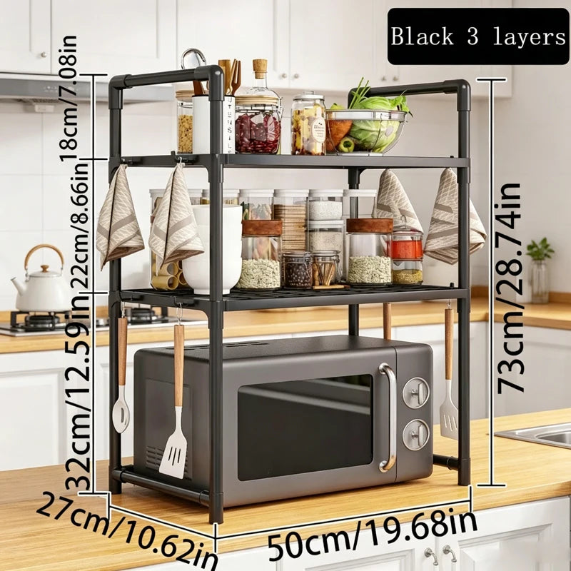 Prateleira para guardar o micro-ondas na bancada da cozinha, prateleira de vários níveis para guardar temperos, utilizada para guardar utensílios de cozinha na bancada.