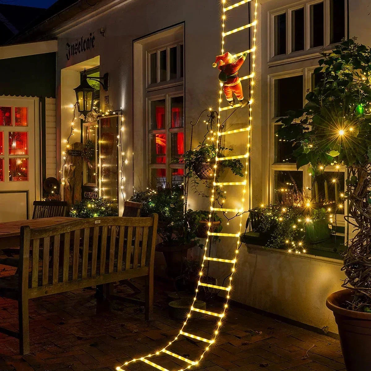 Decoração de natal 2025 papai noel escada de escalada decoração do quarto casa jardim ao ar livre árvore cristmas ornamento presente led