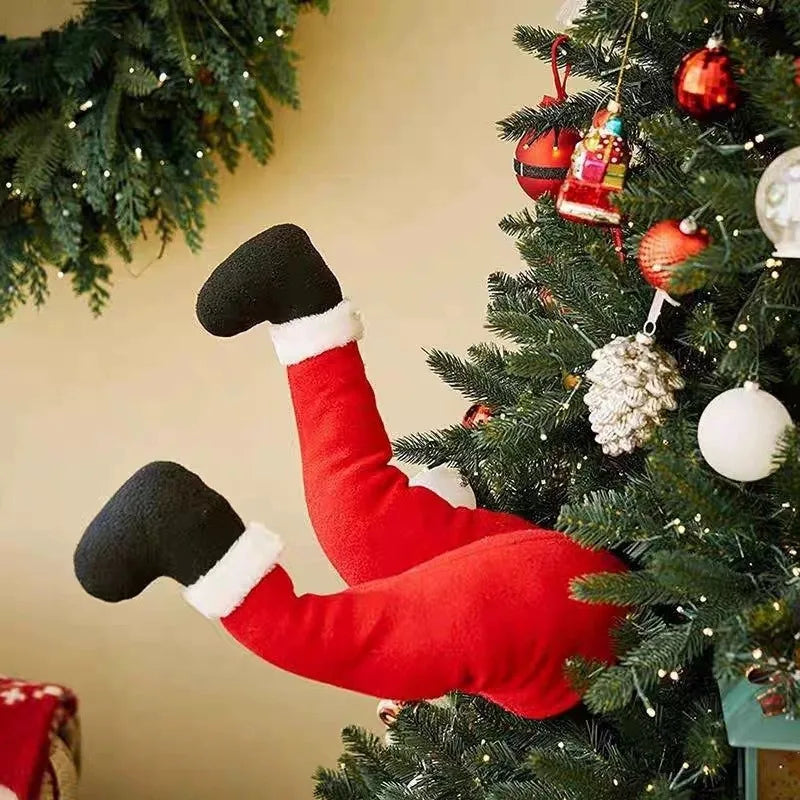 Decoração de árvore de natal, porta de pelúcia, decoração de pernas de elfo de santa, enfeites pendurados para casa, presente para crianças, suprimentos surpresa