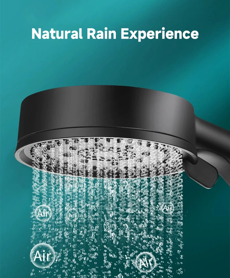 6 Modos de Pressão Boost Shower Head Multifuncional Ajustável Grande Água Chuveiro Bico Massagem Banheiro Acessório