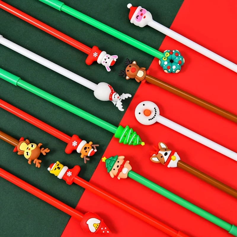 12 canetas neutras com tema de Natal, papelaria de escritório e estudo, bons presentes para estudantes, diversos estilos, decorações DIY de férias