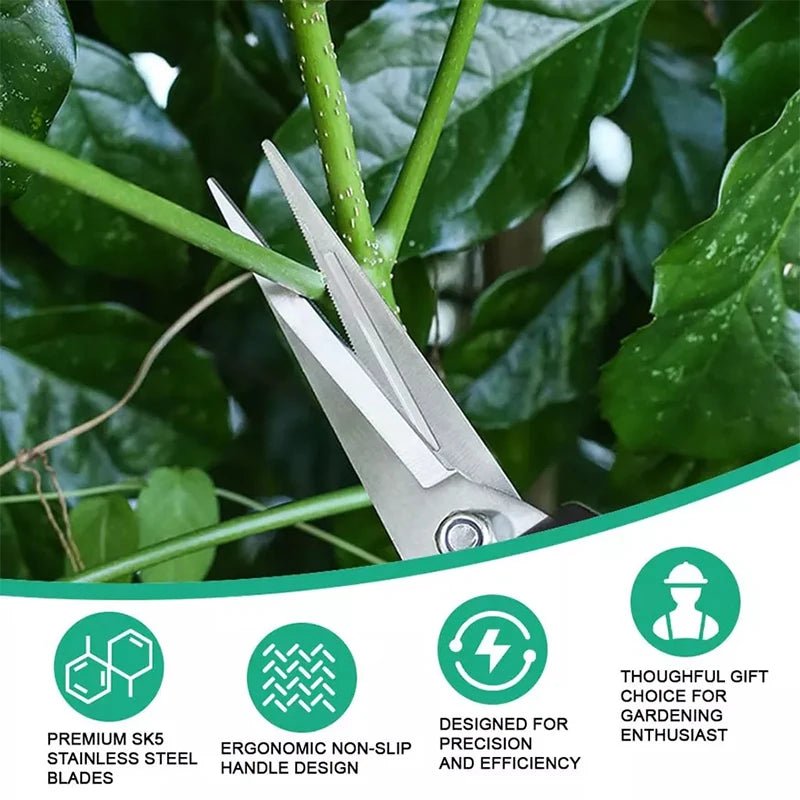 Conjunto de ferramentas de jardinagem multiuso com 5 peças; Tesouras de poda, Sawi dobráveis, tesouras para plantas