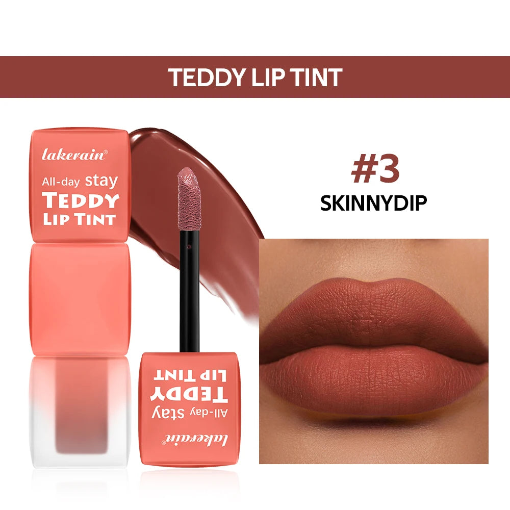 Teddy Tint Lip Color Set, Tear-Off Lip Gloss, Super Stay Long-Lasting 12H Matte Texture Waterproof Lipstick Cosmetics