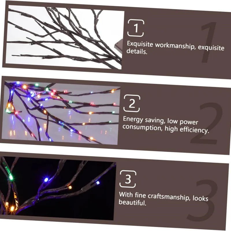 Led ramo de árvore de natal luzes a pilhas dobrável galho ramo luzes para casa interior vaso decoração do festival do feriado