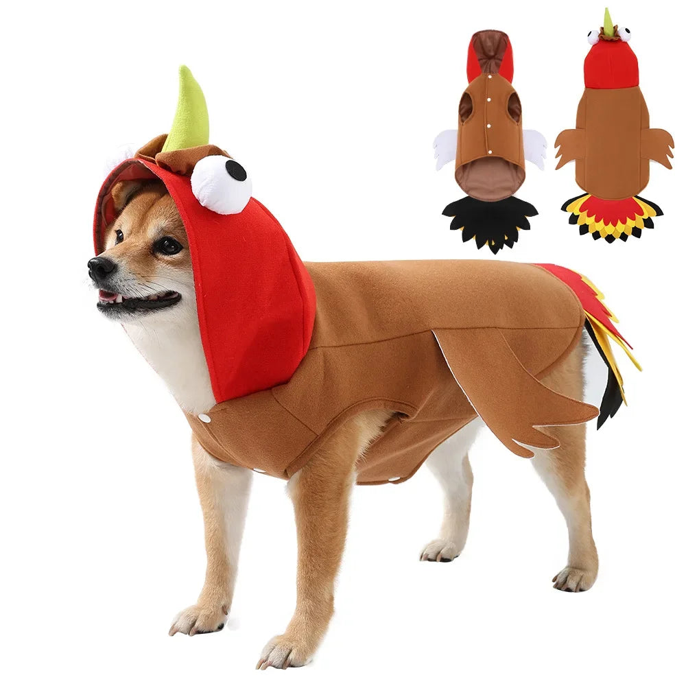 Fantasia de peru para cães no Halloween, fantasia de Ação de Graças para animais de estimação, roupa de inverno, vestuário para cosplay, fantasia para cães de pequeno, médio e grande porte.