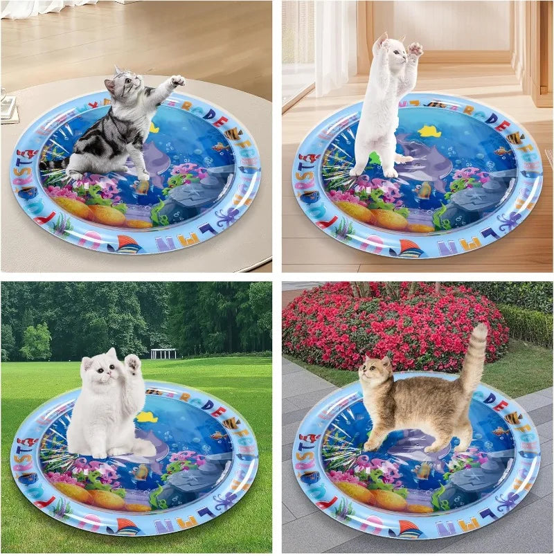 Tapete de jogo sensorial de água para animais de estimação, para gatos e cães, almofada de resfriamento espessada, brinquedo interativo para animais de estimação, verão, atividade interna
