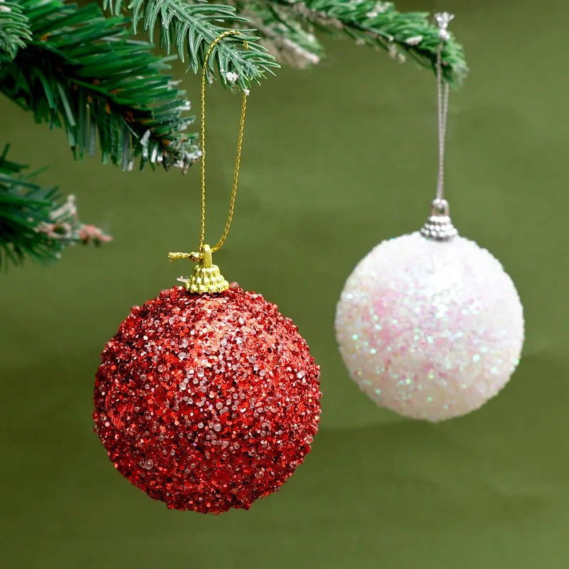 6/30 pçs glitter champanhe branco vermelho bolas de natal ornamentos espumante árvore de natal pendurado bola pingentes decoração de festa de ano novo