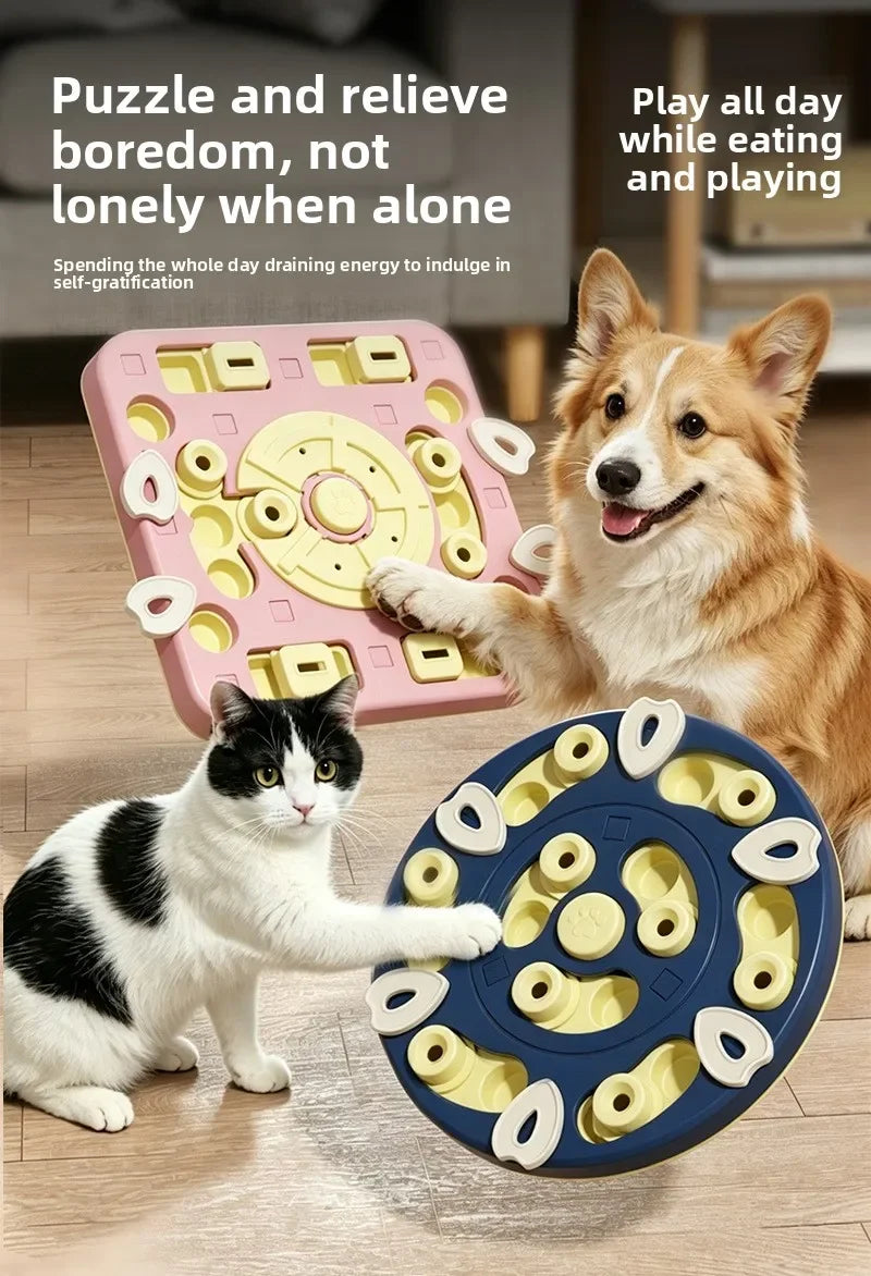 Brinquedo Labirinto Deslizante Multicamadas para Pets: Comedouro Lento, Tabuleiro de Busca de Alimentos, Anti-Engasgo