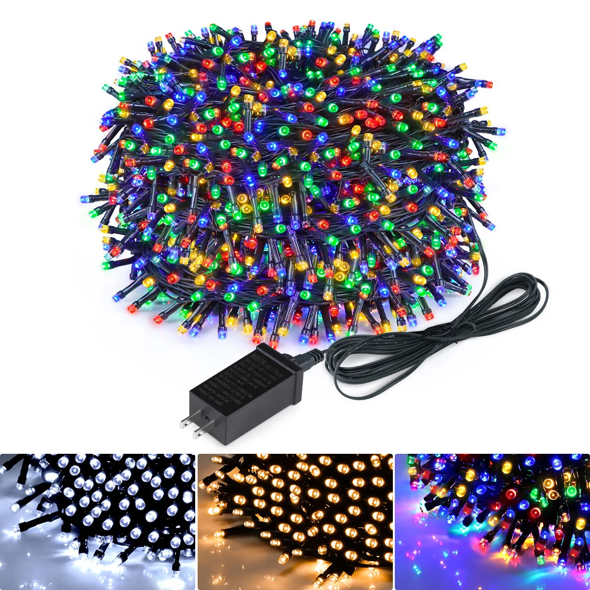 Luzes de corda LED para decoração de Natal à prova d'água, plugue UE/EUA 24V, guirlanda de luzes de fadas para decoração de quarto de jardim ao ar livre