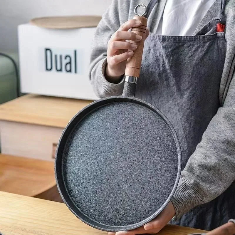 Frigideira de ferro fundido de 26cm, não revestida, antiaderente, ovo, panqueca, crepe, bife, frigideira, fogão de indução a gás, panelas de cozinha Kasa & Pet Store