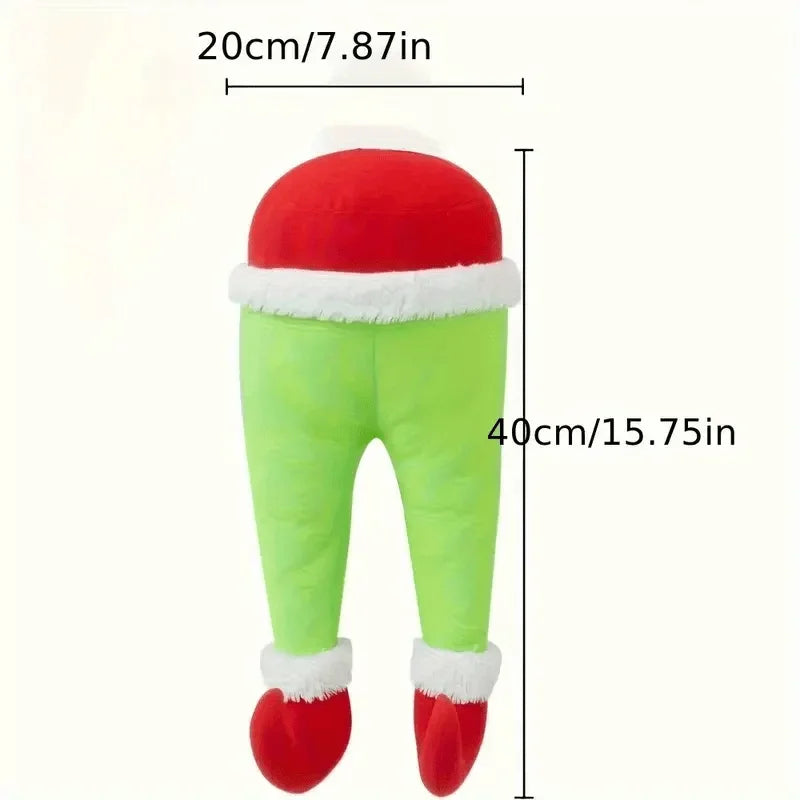 Enfeite de porta de pelúcia para decoração de árvore de Natal, enfeite de perna de elfo de Natal, acessório para pendurar em casa, presente surpresa.