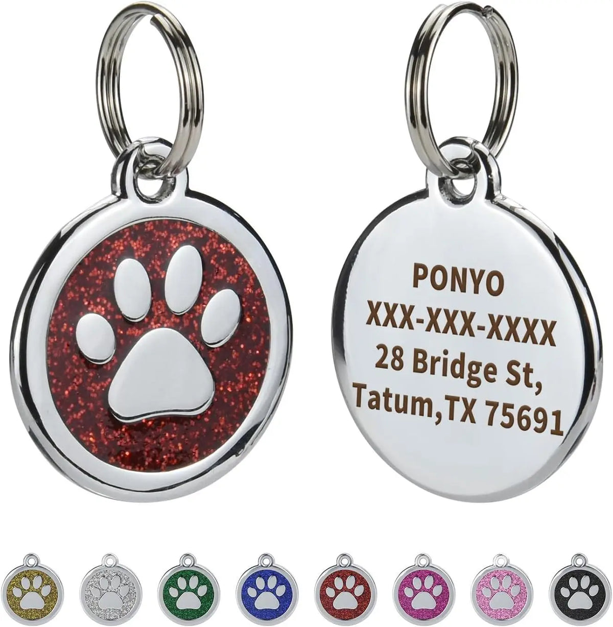 Etiquetas de Identificação para Animais de Estimação com Gravação Gratuita, Pingente Anti-perda para Coleira, Tag Personalizada com Nome de Cachorro, Decoração de Pata de Gato, Produto Personalizado Kasa & Pet