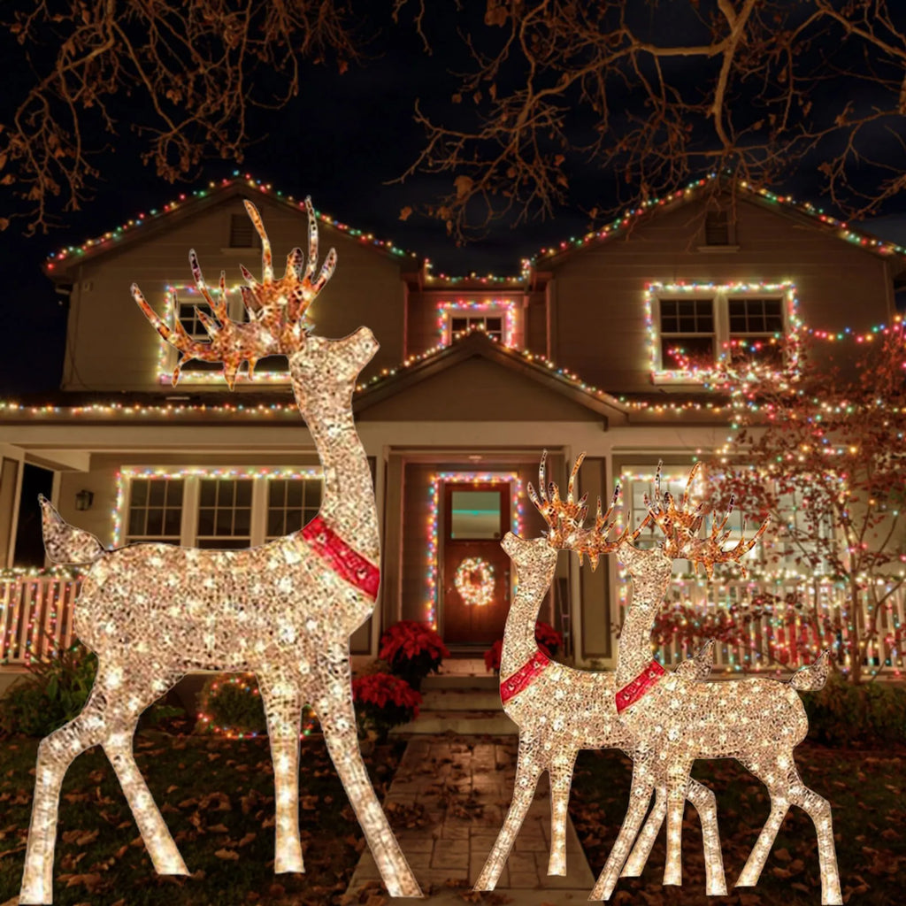 Natal iluminado veados decoração luz led rena elk esculturas luminosas jardim gramado ao ar livre quintal natal gota ornamentos