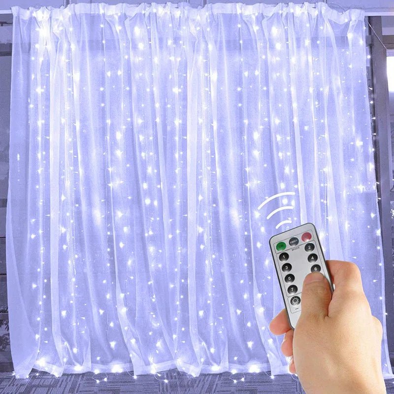 Luzes de natal led luzes de cortina de fadas 8 modo remoto usb festão decoração de natal para casa férias lâmpada de ano novo
