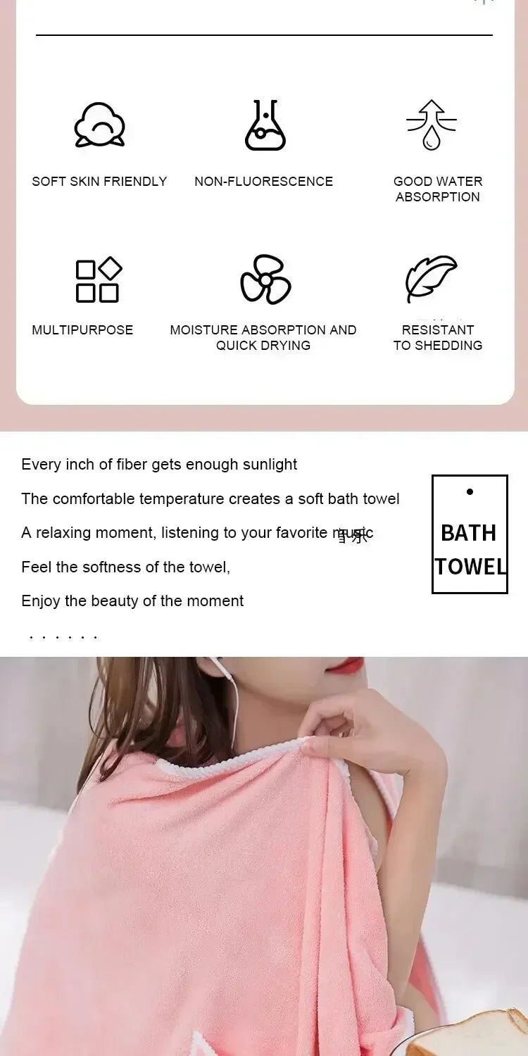 Toalhas de Banho Femininas Vestíveis para Meninas 90*130cm, Secagem Rápida, para Praia, Spa, Roupão de Banho, Roupa de Banho, Toalha para Chuveiro e Academia
