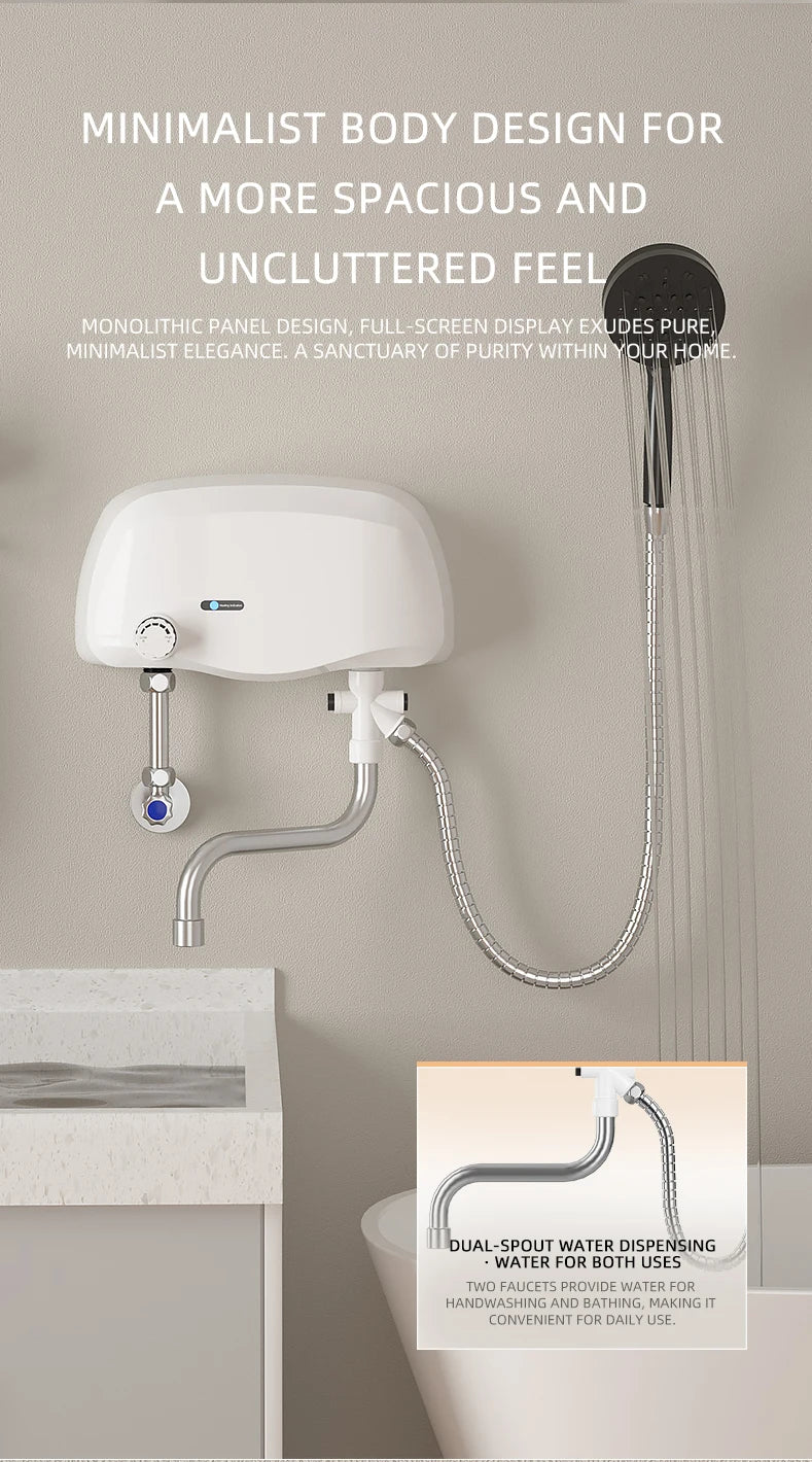 Aquecedor de água instantâneo 3500W, saída dupla de água quente/fria, aquecedores elétricos de água, chuveiro de banheiro com display de temperatura 220V