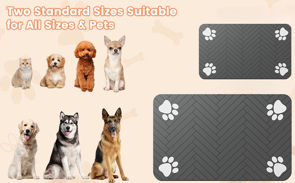 Tapete de alimentação para animais de estimação, absorvente, suporte de borracha, secagem rápida, tapete de água para cães e gatos, comida e tigela de água com à prova d'água