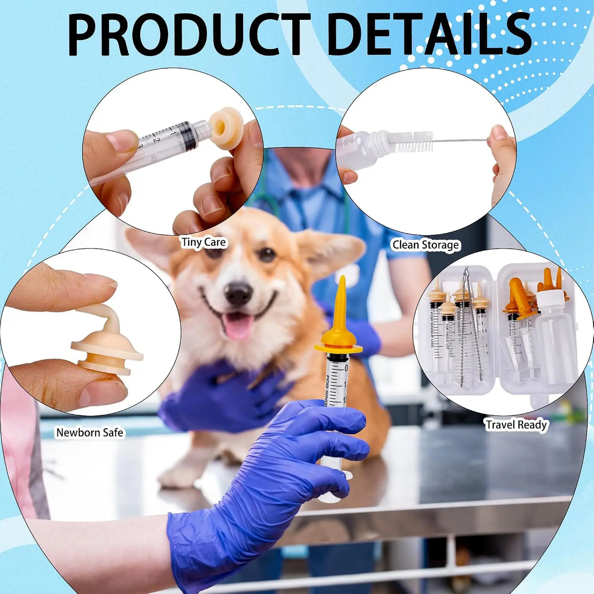 23 conjuntos de alimentação para animais de estimação: contém frasco de 50 ml e seringa, bico, copo medidor, escova de limpeza, adequado para filhotes de cães e gatos.