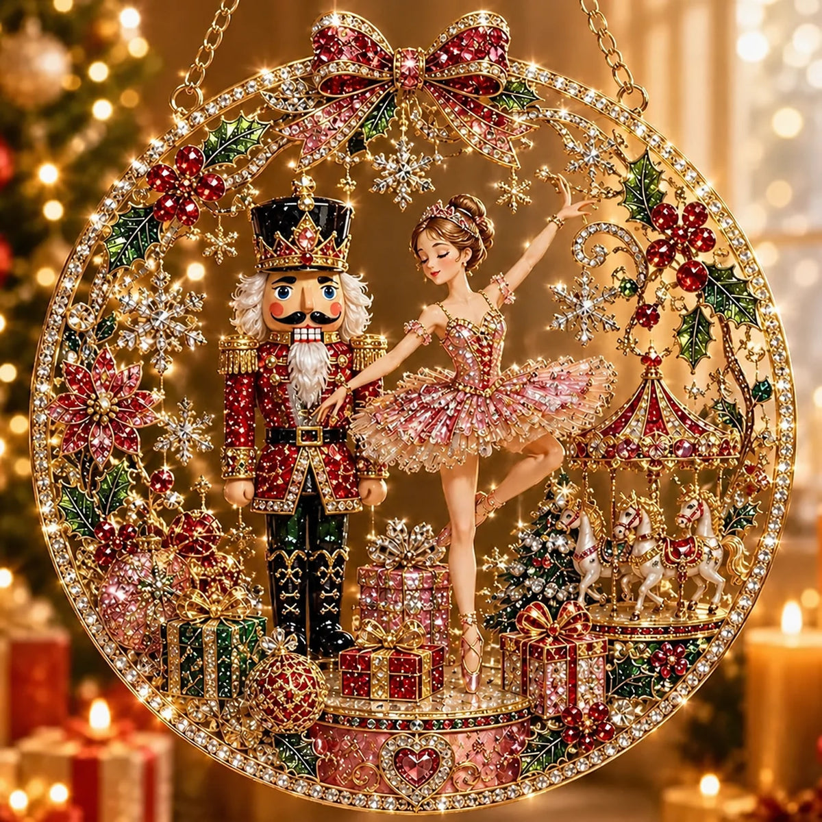 Enfeite de Natal Redondo para Pendurar, Enfeite de Natal Redondo em Acrílico, Criativo Enfeite de Natal em Acrílico para Pendurar