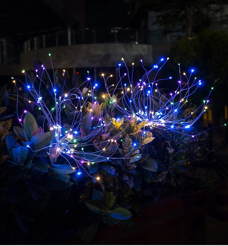 Luzes de Fogos de Artifício LED Solares para Decoração de Jardim, Luzes de Fada à Prova d'Água, Lâmpada de Dente-de-Leão para Decoração de Jardim e Paisagismo