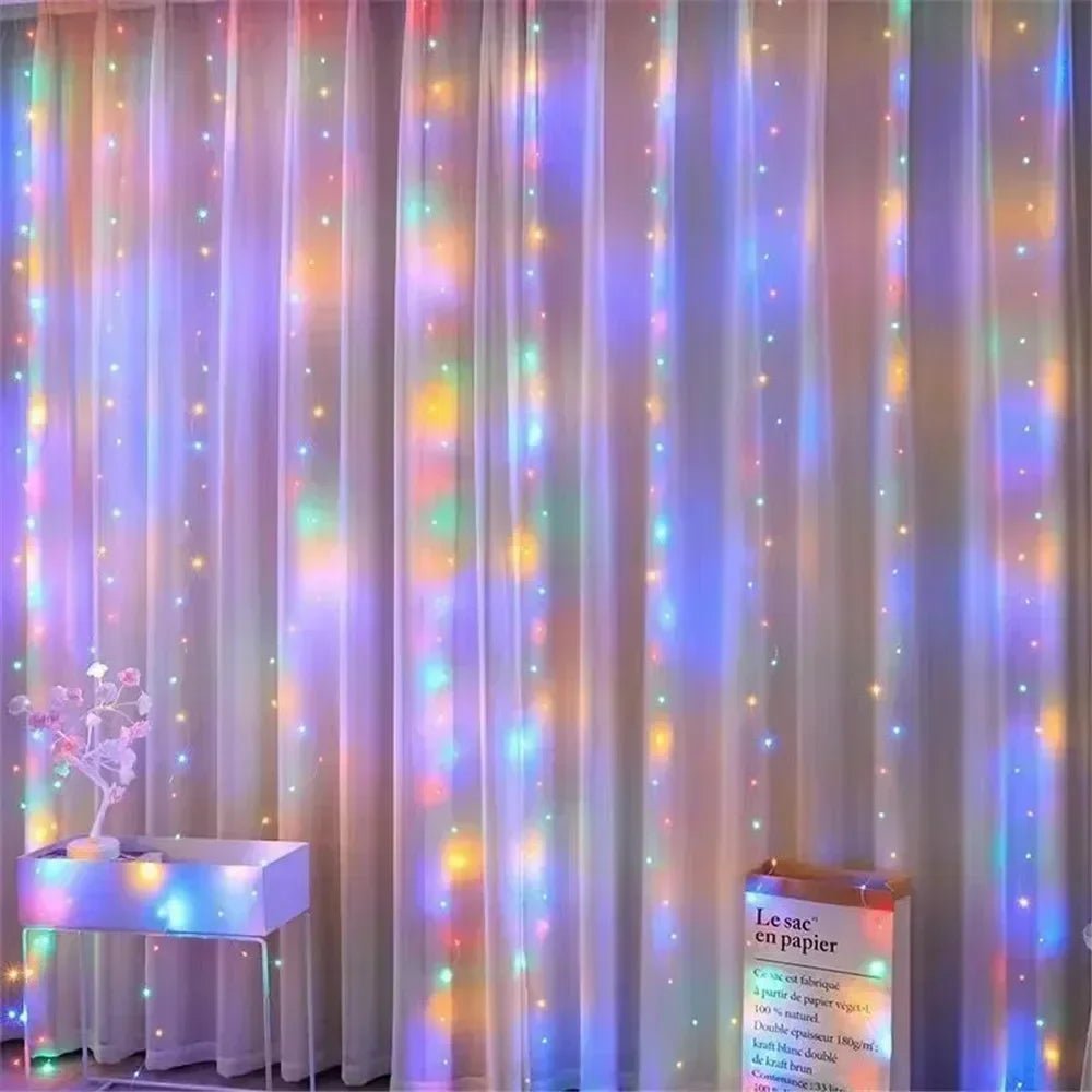 Ano novo 2026 lâmpada luzes de natal led fada string cortina luzes 8 modo remoto usb festão decoração natal para casa férias
