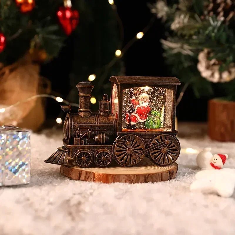 Presente de natal bola de cristal ornamentos luzes led trem papai noel feliz natal decoração para festa em casa natal