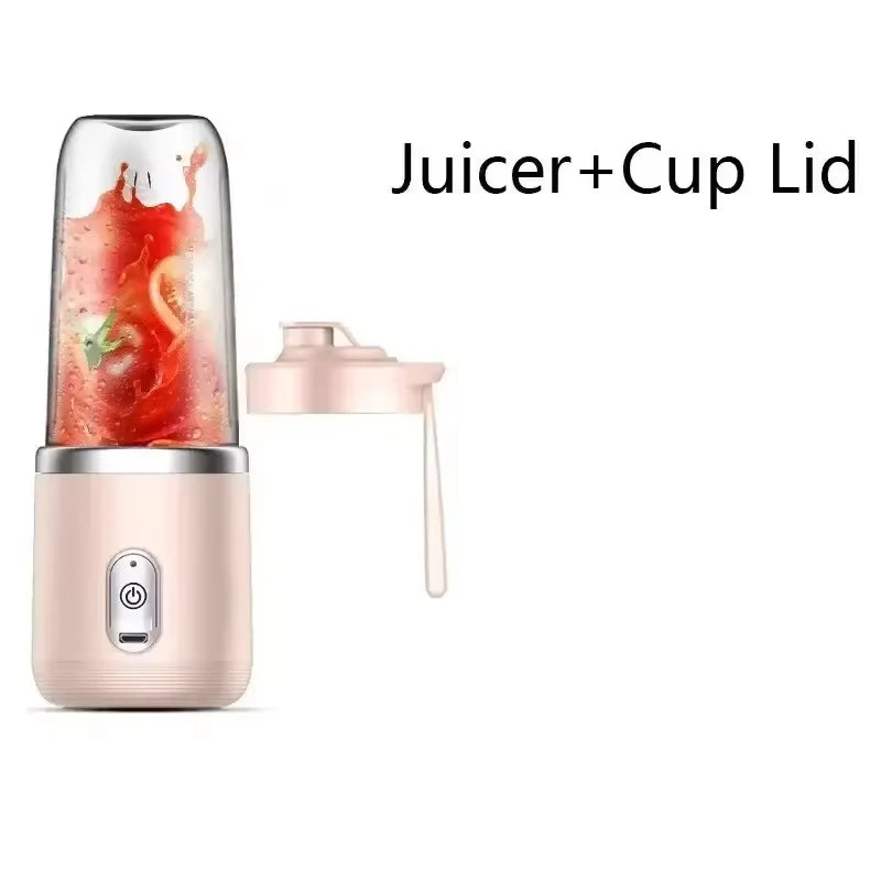 Liquidificador Elétrico Portátil USB com 6 Lâminas, Mini Espremedor de Frutas Sem Fio, Copo para Triturar Gelo, Ferramenta de Cozinha