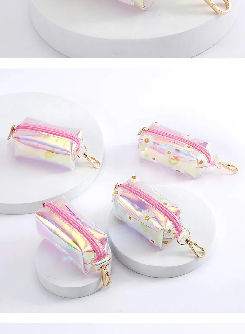 Novo pet cocô selecionador de couro a laser saco lixo escudo colorido transparente alto volume biodegradável dispensador suprimentos para animais estimação