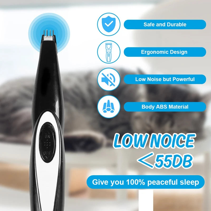 Kit de Tosa Elétrico Recarregável para Cães e Gatos, com Máquina de Cortar Pelos e Lixadeira de Unhas Silenciosa