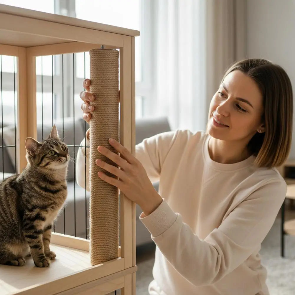 Poste Arranhador de Sisal para Gatos, Brinquedo Anti-Arranhões para Cuidado das Garras, Peças de Reposição Destacáveis DIY para Árvore de Gatos, Suprimentos Domésticos para Gatos de Estimação